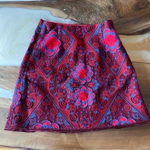Red and Blue Sandro Lily Mini Skirt
